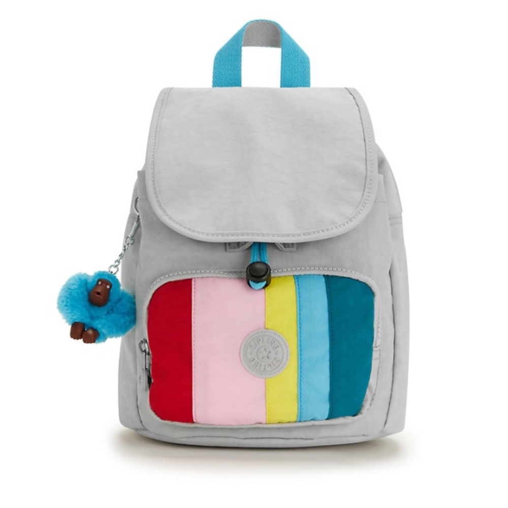 NWT Kipling Marigold mini rainbow gray backpack brand new